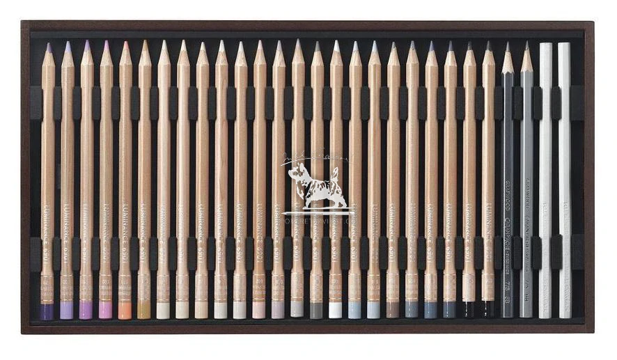 Caran d'Ache Luminance - 76 barev + přísl. (dřevěný box)
