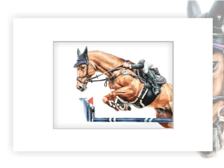 Kůň ve skoku - 13 x 18 cm s paspartou